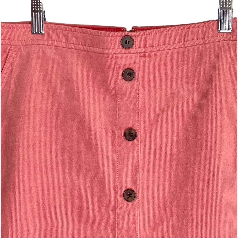 J Crew Factory Bubblegum Pink Corduroy Faux Button Front Zippered A-Line Skirt - Picture 14 of 16